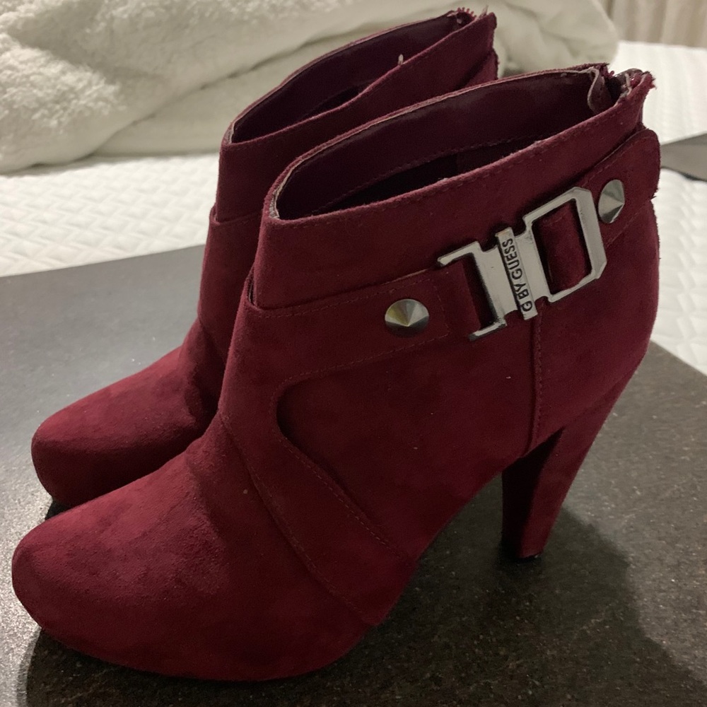 Suede Burgundy Booties